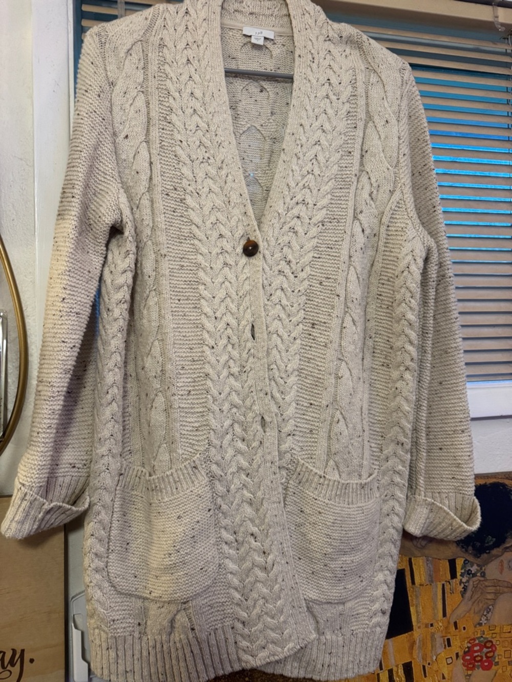 J Jill Cream Cable-Knit Women’s Cardigan Sweater